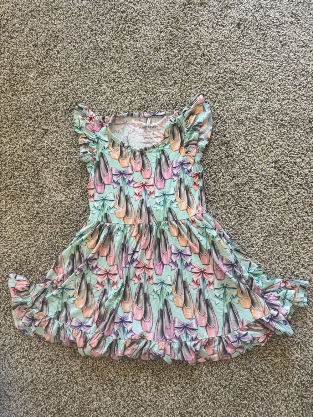 Posh Peanut Pastel Pink & Mint Ballet Flats Ruffle Dress